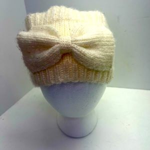 Winter Warm Ivory Knotted Bow Headband Casual Knit Hairband Head Wrap
